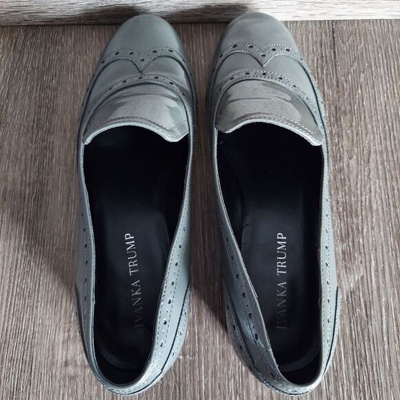 Ivanka Trump Women's 8.5M Loafers Patent Leather Slip On Flats Gray Shoes - Picture 6 of 10
